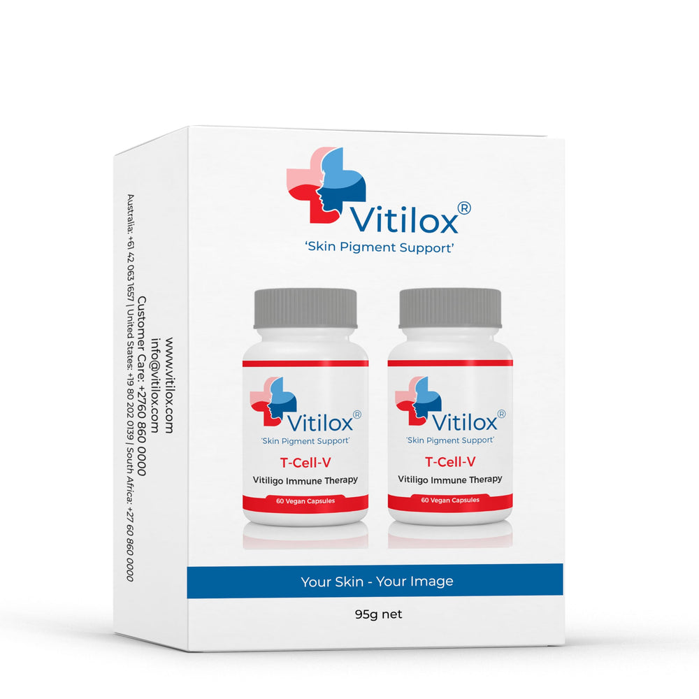 Pouring Vitilox T-Cell-V capsules demonstrates dosage ready for use