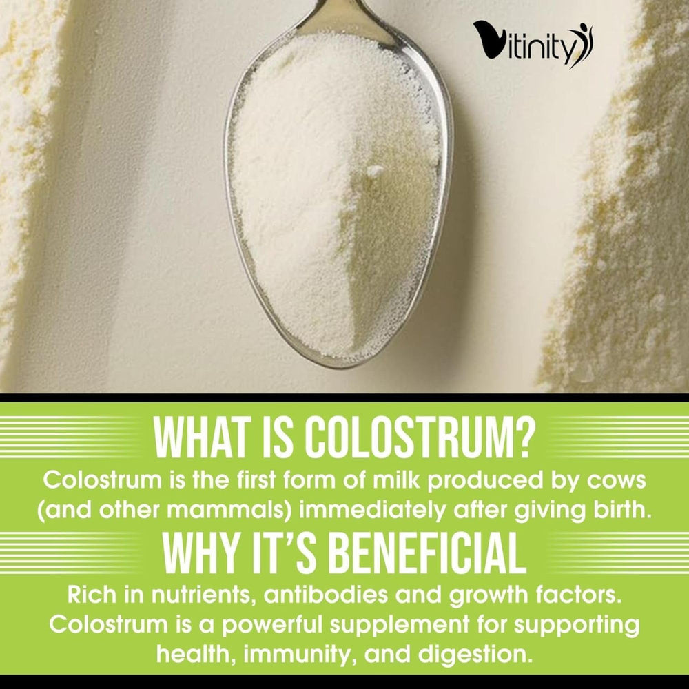 VITINITY colostrum powder added to smoothies and beverages.