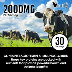 Clean label colostrum supplement highlighting grass-fed origins