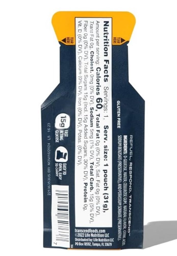 Vitonus orange glucose gels in use by an athlete for quick energy on the go