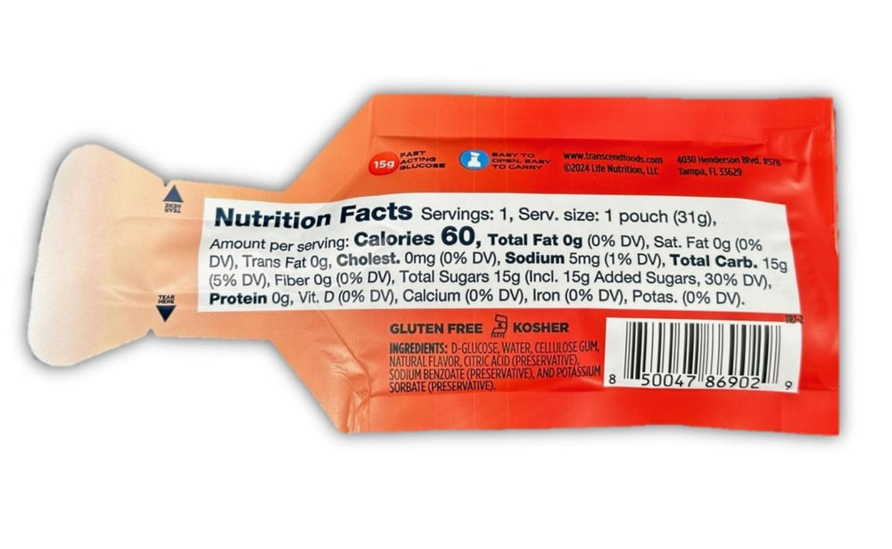 Closeup of strawberry-flavored gel packet for quick energy on the move.