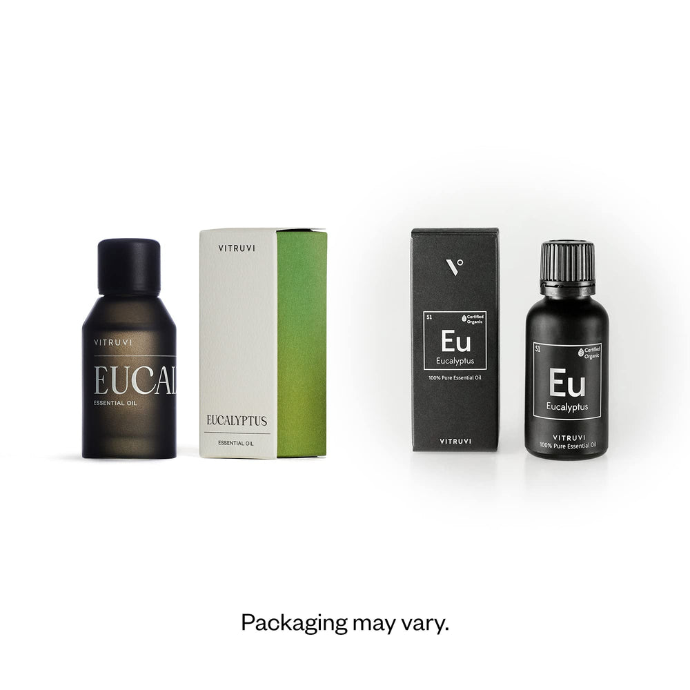 Vitruvi Eucalyptus oil—dropper closeup for precise dosing.