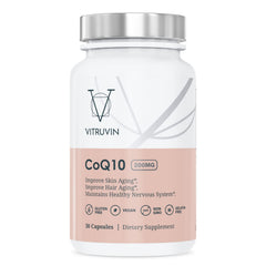 Vitruvin Beauty + Comfort Pack bottle label lists COQ10, Trans-Resveratrol, and Curcumin.