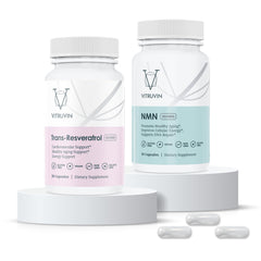 VITRUVIN NMN 500mg capsules showcased for easy daily dosing.