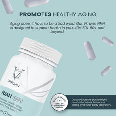VITRUVIN NMN 500mg nutrition facts panel communicates ingredient scope and serving size.