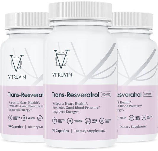 VITRUVIN Trans-Resveratrol bottle front view for daily wellness