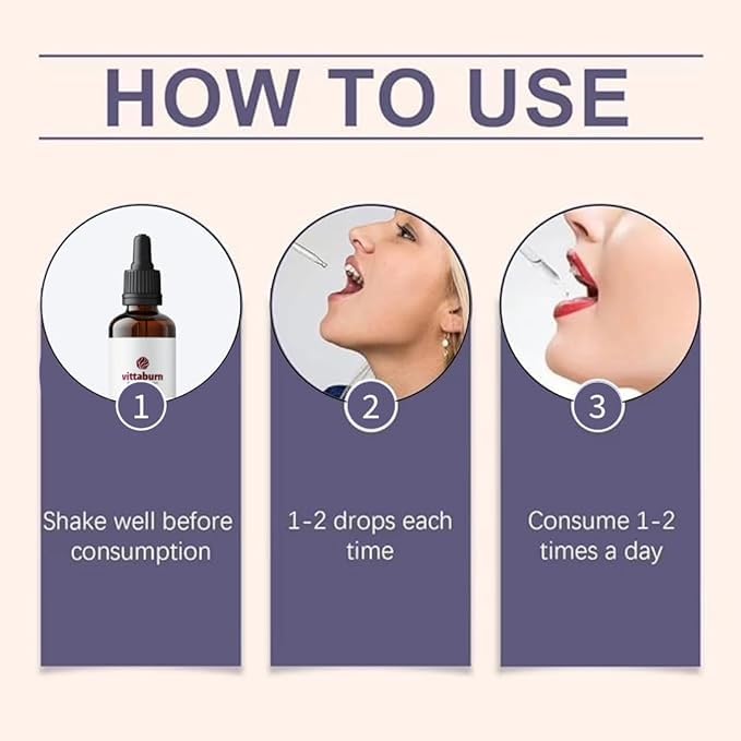 Vittaburn weight-loss drops under-tongue use facilitates easy daily intake