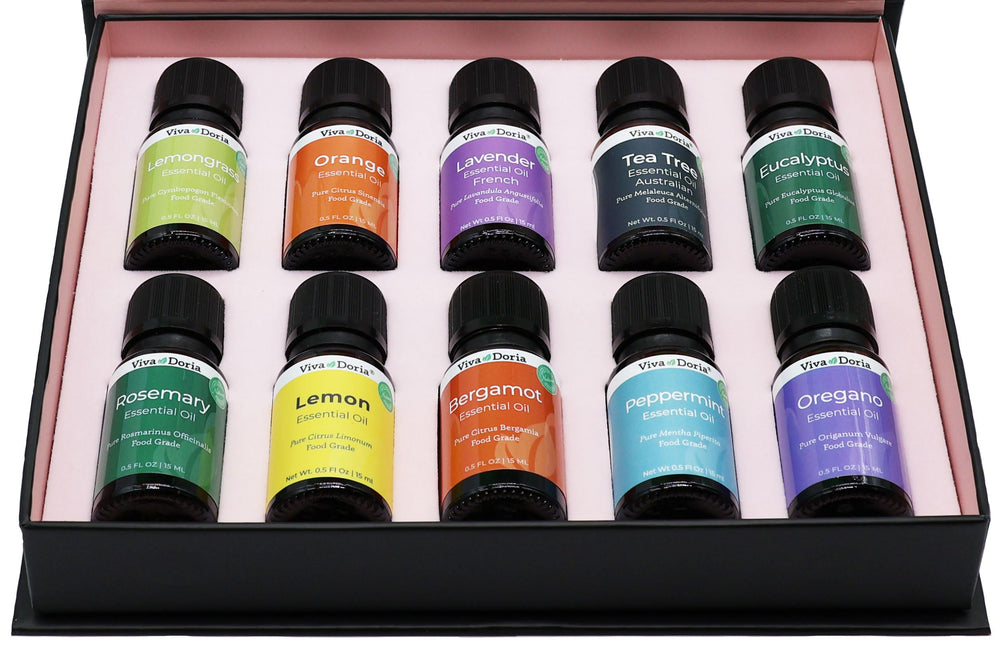 Viva Doria lavender essential oil bottle creates calming ambiance in any area