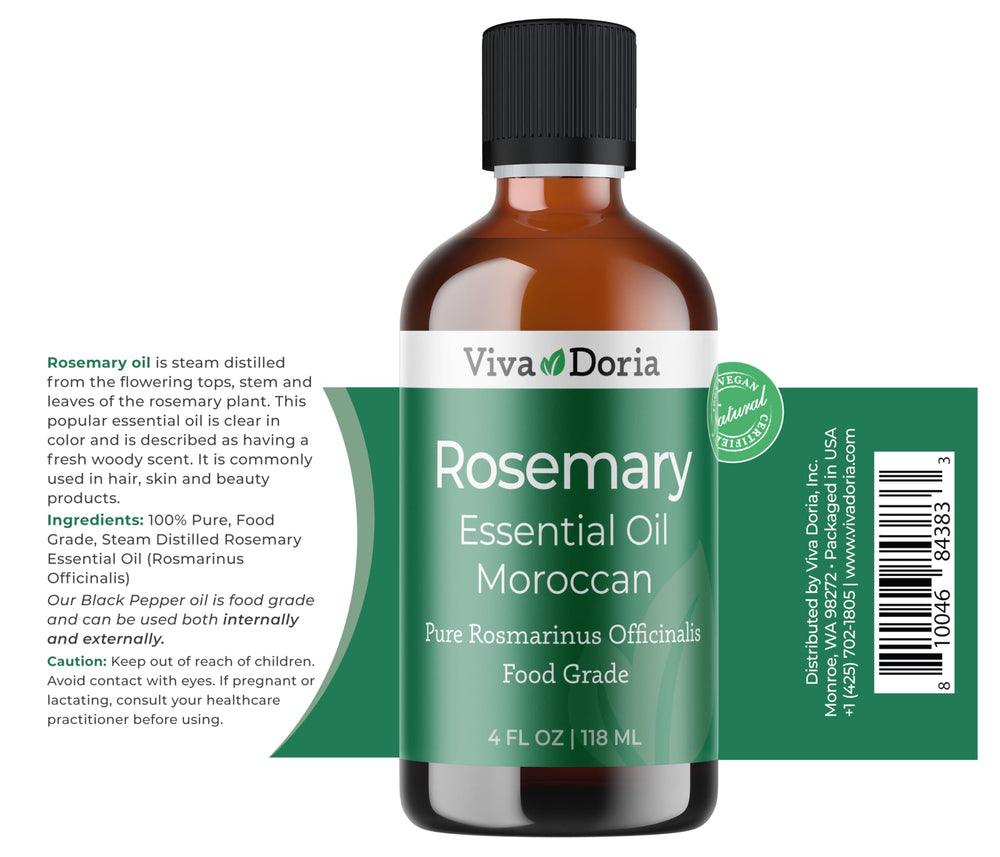 Viva Doria rosemary oil bottle cap closeup highlighting secure packaging.