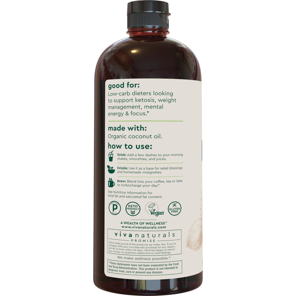 Viva Naturals MCT Oil with measuring spoon for easy dosing