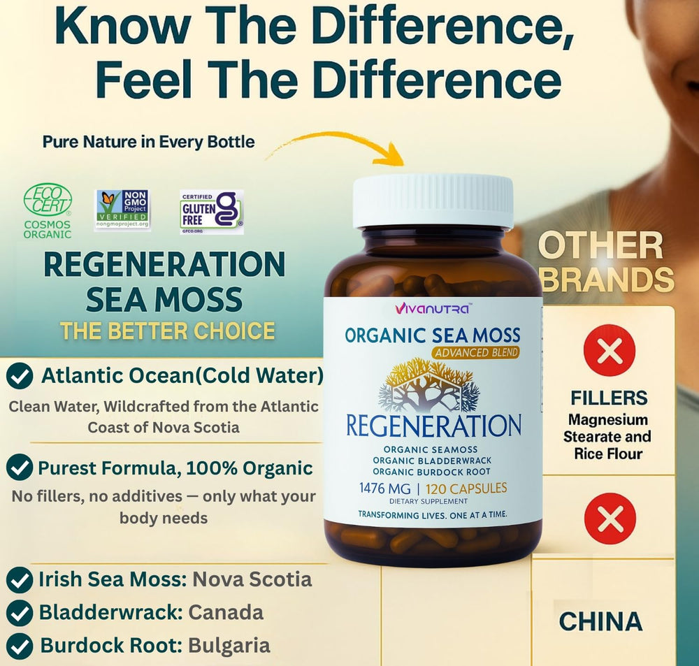 Vivanutra Sea Moss in daily routine setup for skin, hair and nails support.