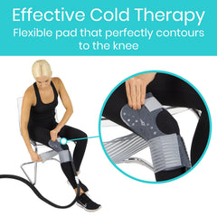 Vive knee pad soft removable cover protects skin during therapy.