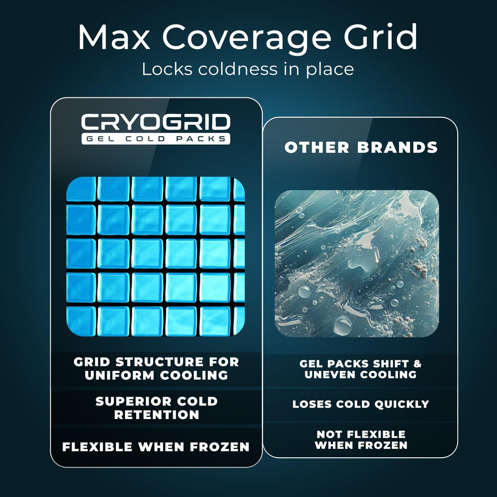 Vive Cryogrid neck ice pack worn on neck and shoulders eases tension after workouts.