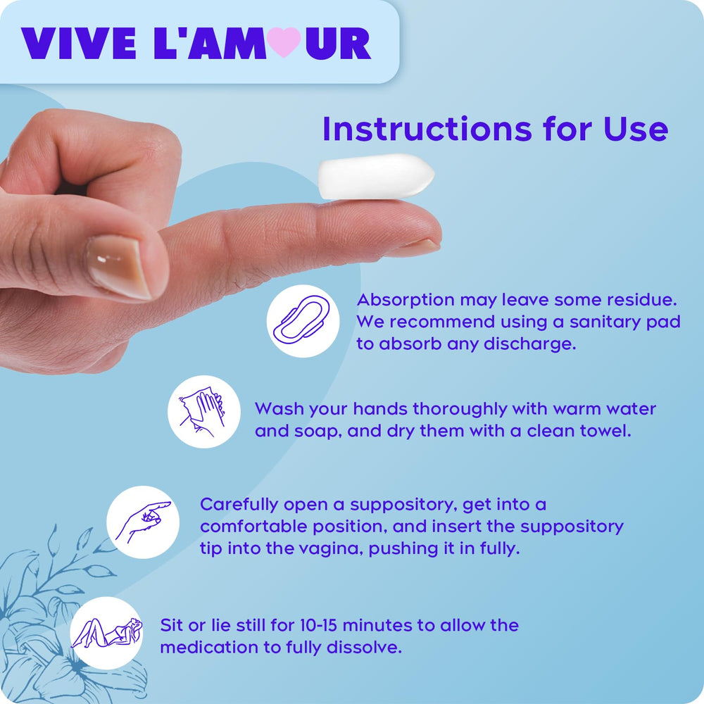 Slim Vive L'Amour vaginal suppositories with slender design for comfort.