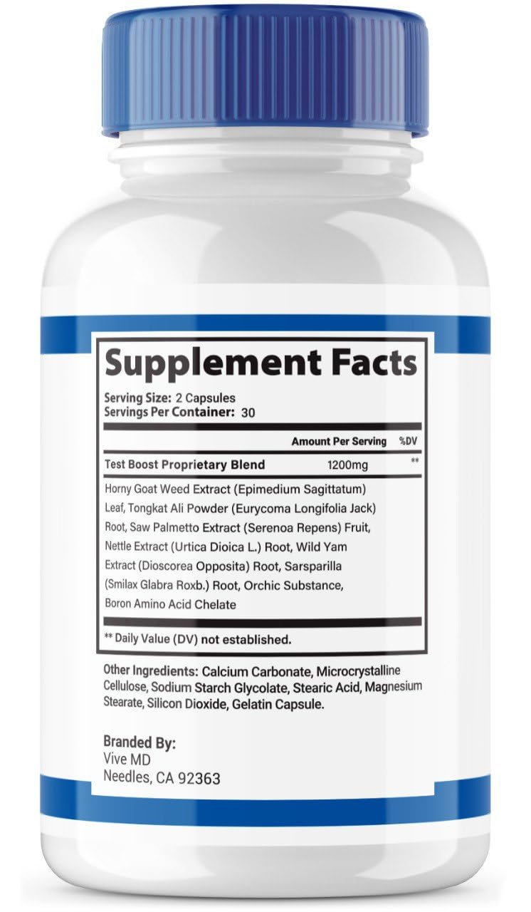 VIVE MD Zydenafil capsules highlight Tongkat Ali for energy and focus.