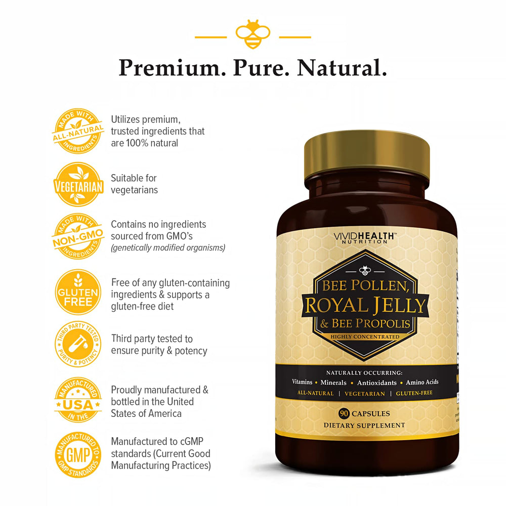 Vivid Health Nutrition third-party tested seal communicates purity and safety for quality assurance.