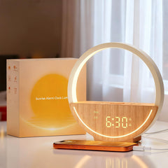 Vivilumens wake up light front view with gentle dawn for calmer mornings.