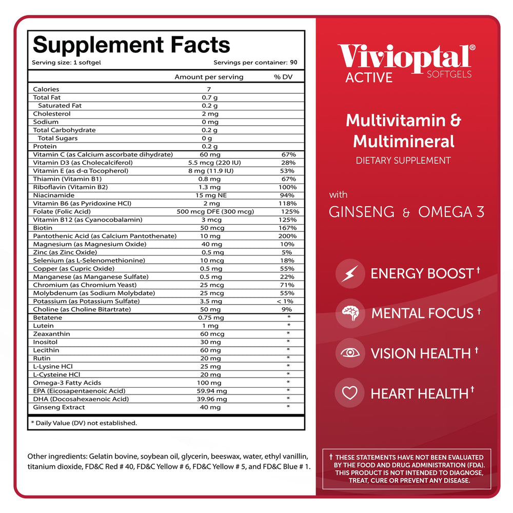German formula label on Vivioptal Active conveys quality and gluten free assurance