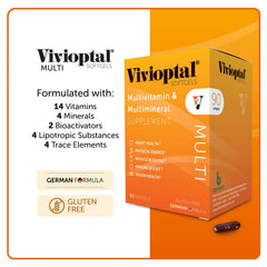 Serving with water beside Vivioptal Multi bottle for convenience