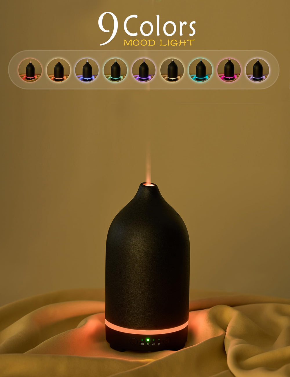 VIVITEST diffuser on a table with whisper-quiet performance