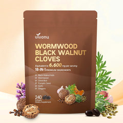 VivoNu 18-in-1 Wormwood Cleanse bottle shows the herbal blend for digestive balance.