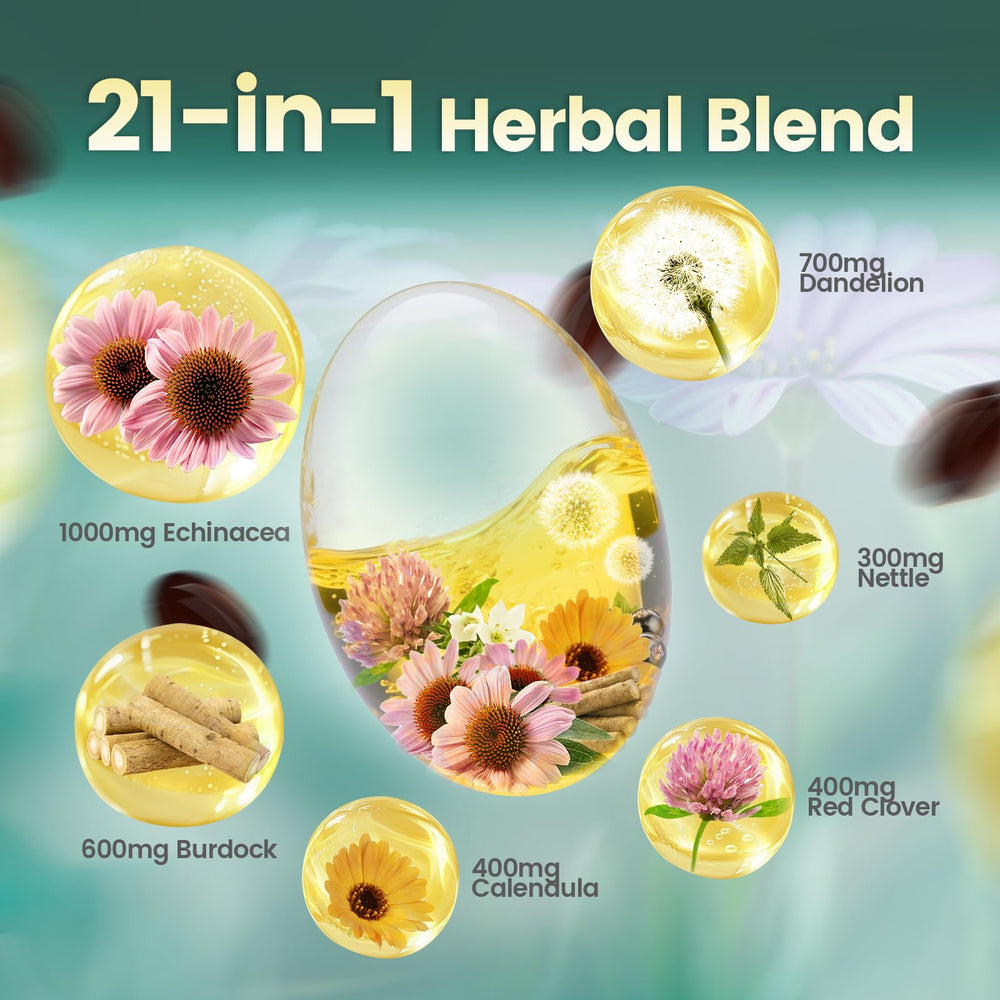 VivoNu capsules showcase echinacea and dandelion for holistic lymph support.