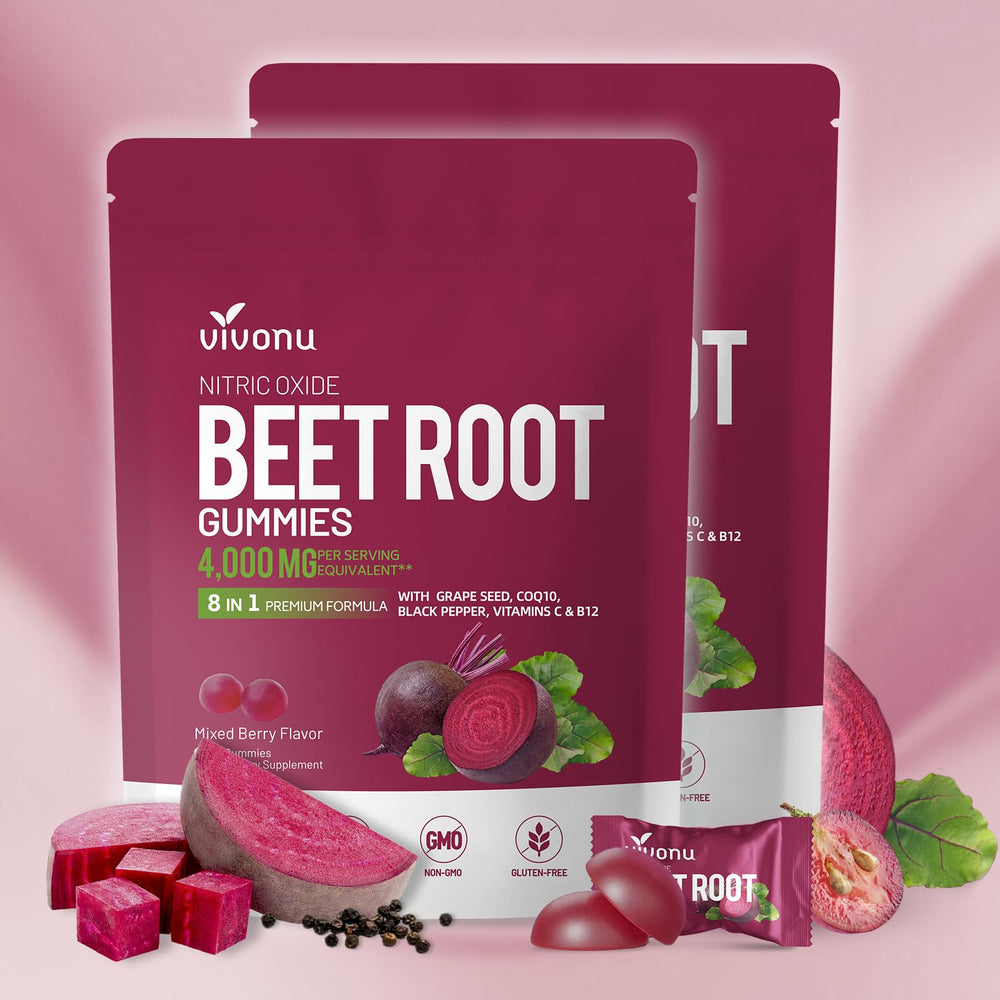 VivoNu Beet Root Gummies bottle-front for daily energy support.