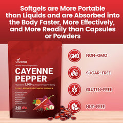 VivoNu Cayenne Pepper Softgels D3/K2/E badge highlighting nutrient blend