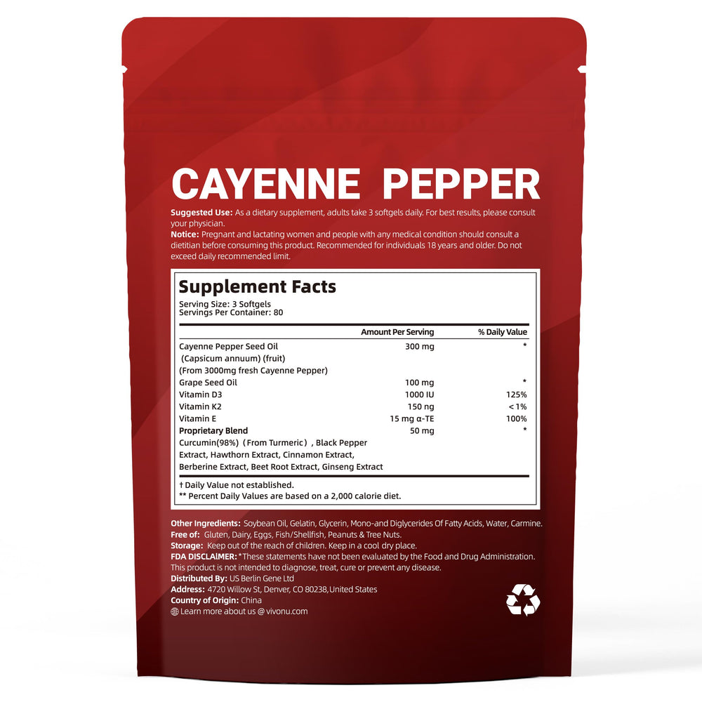 VivoNu Cayenne Pepper Softgels with water for easy daily routine