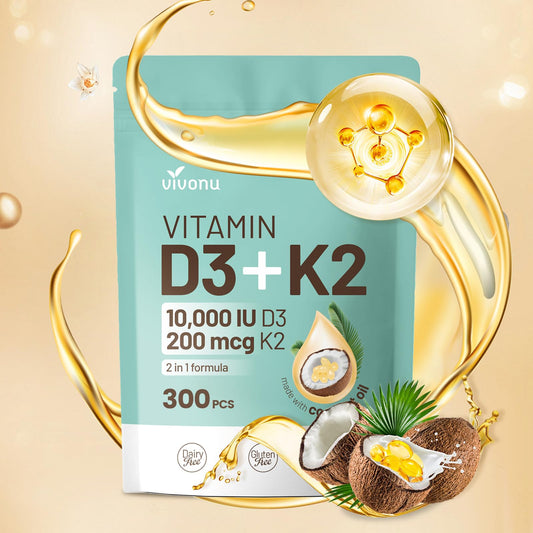VivoNu Vitamin D3 K2 softgels bottle closeup for easy daily bone support.