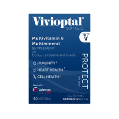 Vivioptal Men bottle side view with capsules inside.