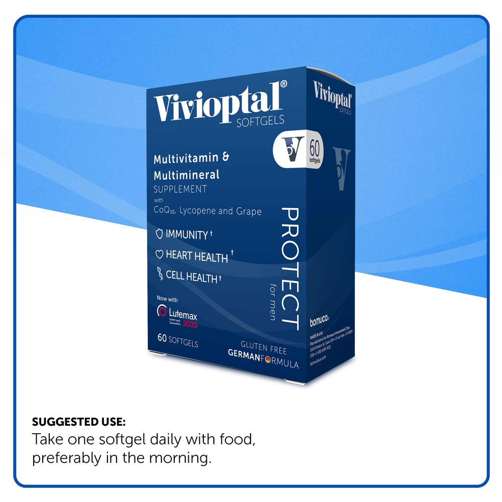 Vivioptal Men capsule close-up highlighting Guarana for alertness.