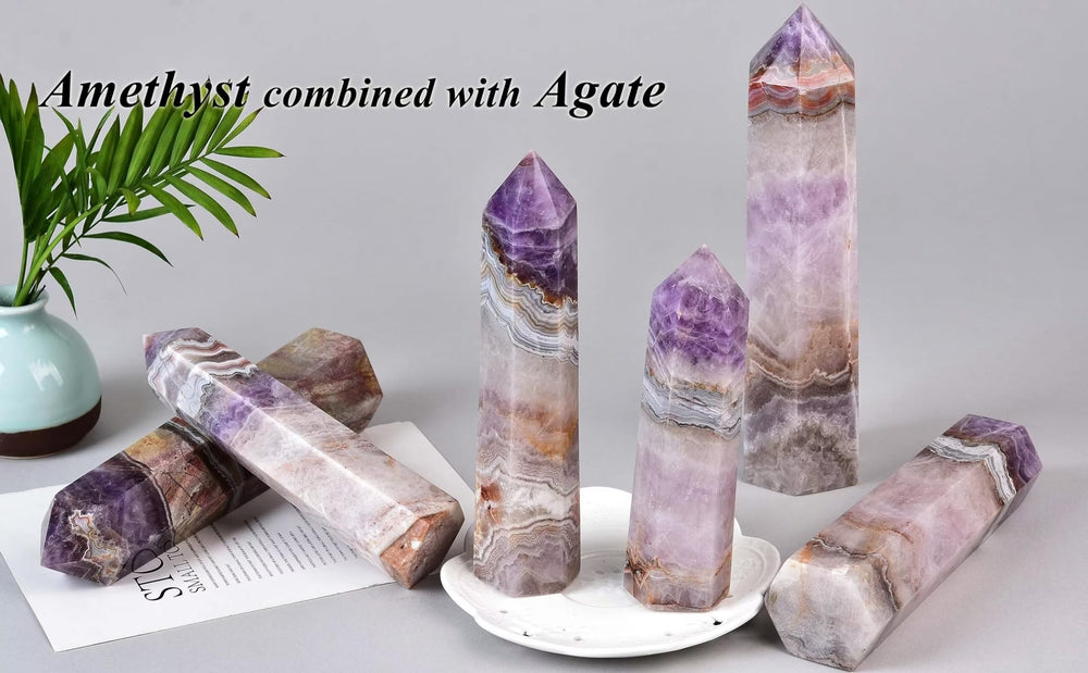 Vizytou amethyst agate wand offers a calm focal point in spaces.