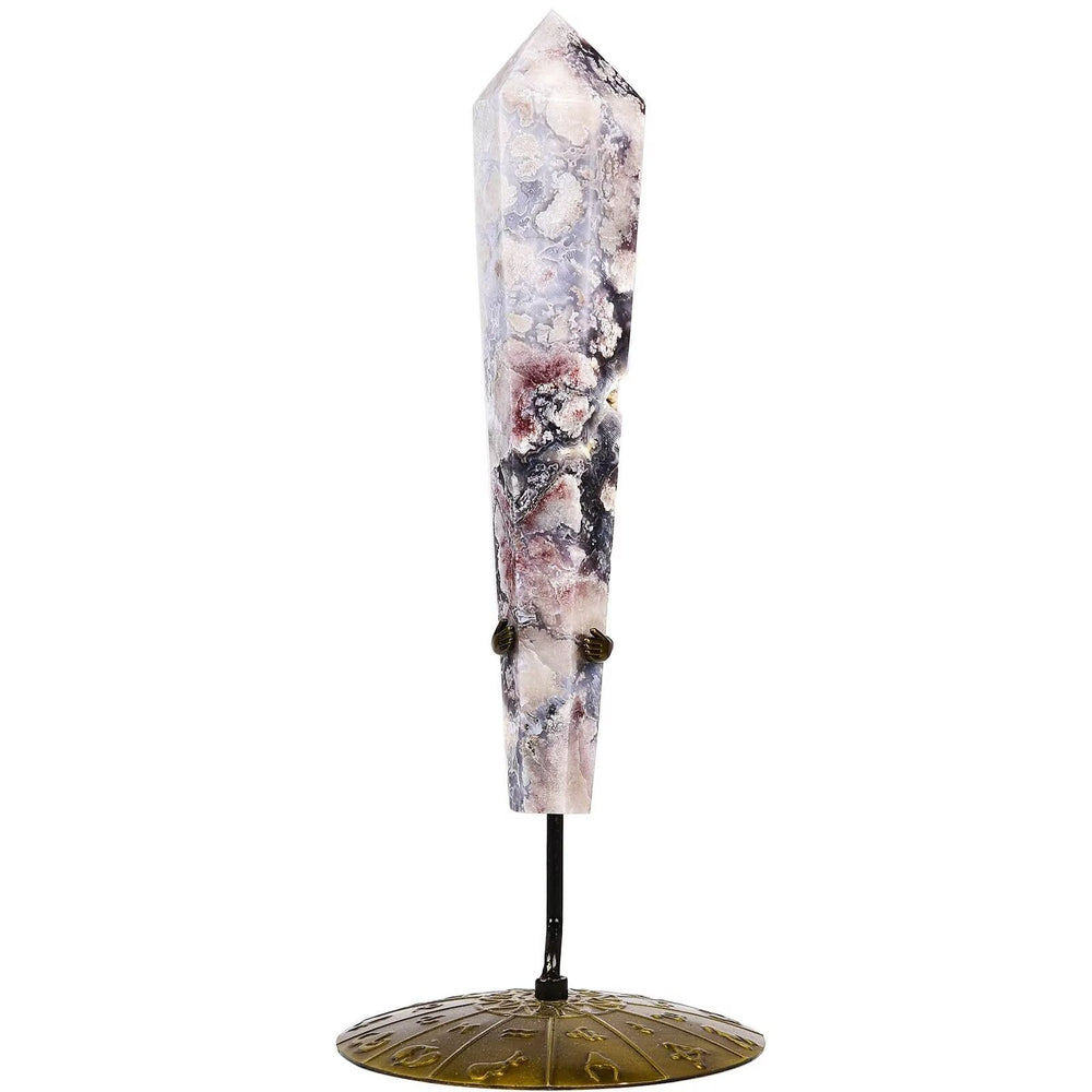 VIZYTOU blue flower agate wand point for focused energy during meditation