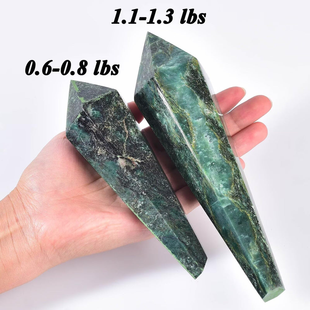 VIZYTOU Emerald Wand Display Stand showing crystal beauty in a calm space