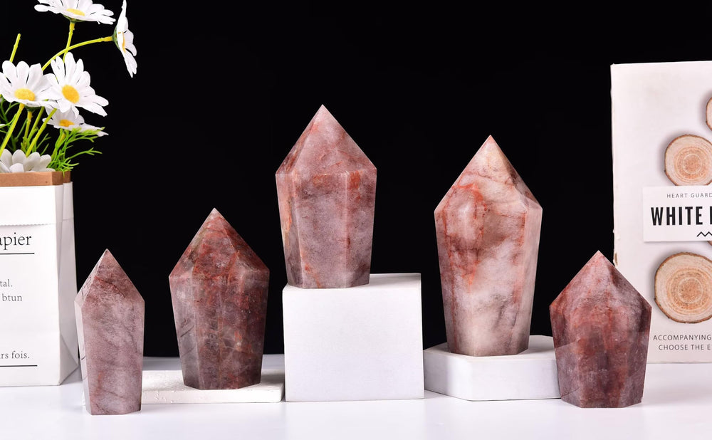 Vizytou energy-stone obelisk creating peaceful workspace ambiance.