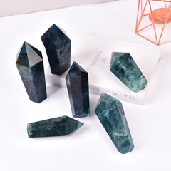 Vizytou green fluorite tower rainbow colors invite vibrant energy for mood-setting spaces.