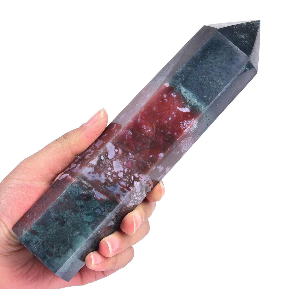 Vizytou Ocean Jasper Tower Obelisk, centerpiece for meditation and serene spaces.