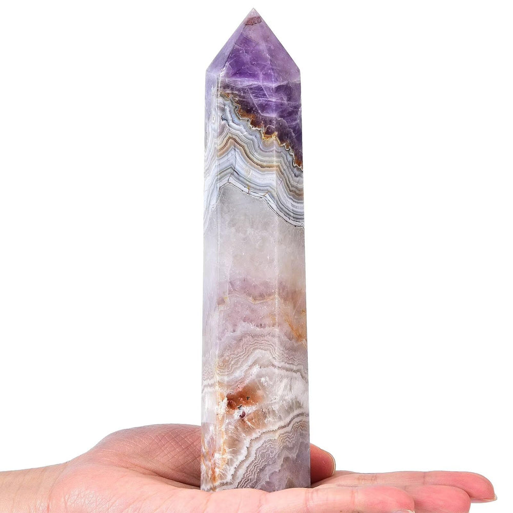VIZYTOU purple amethyst agate obelisk promotes calm energy for meditation and mindful spaces