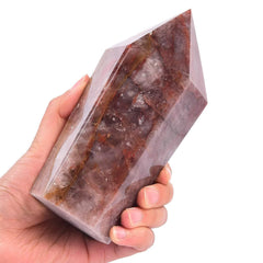 Vizytou red hematoid quartz tower obelisk for meditation and decor.