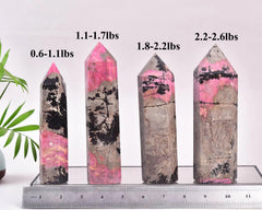 Vizytou Rhodonite Tower Obelisk on a desk to enhance ambience and use in study