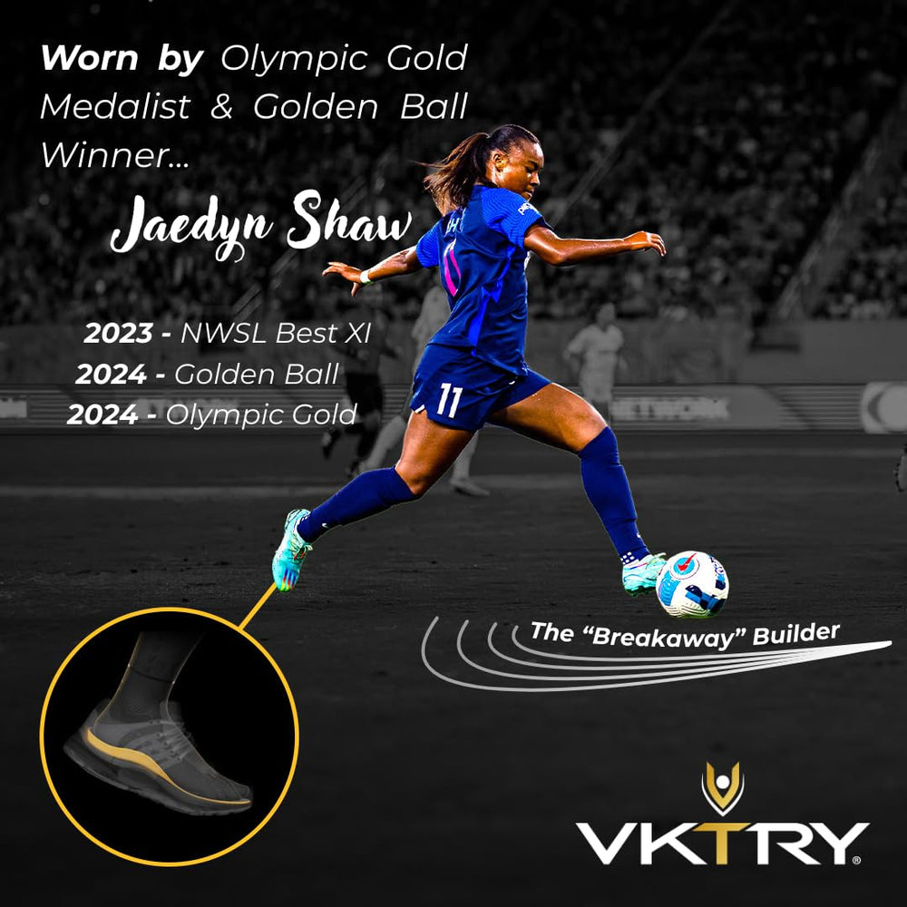 VKTRY Gold custom arch-support highlights tailored comfort for athletes.