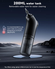 VLINGQI 200ml water bottle supports steady rinse during ear cleaning.