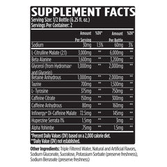VMI Sports KXR bottle label highlights 400 mg caffeine for sustained intensity.