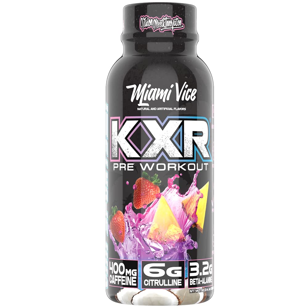 Close-up of KXR label highlighting caffeine and citrulline.