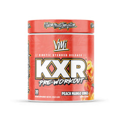 VMI Sports KXR pre-workout bottle boosts energy for workouts.