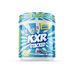 VMI Sports KXR Stacked bottle pour showing energy-boosting pre-workout formula.