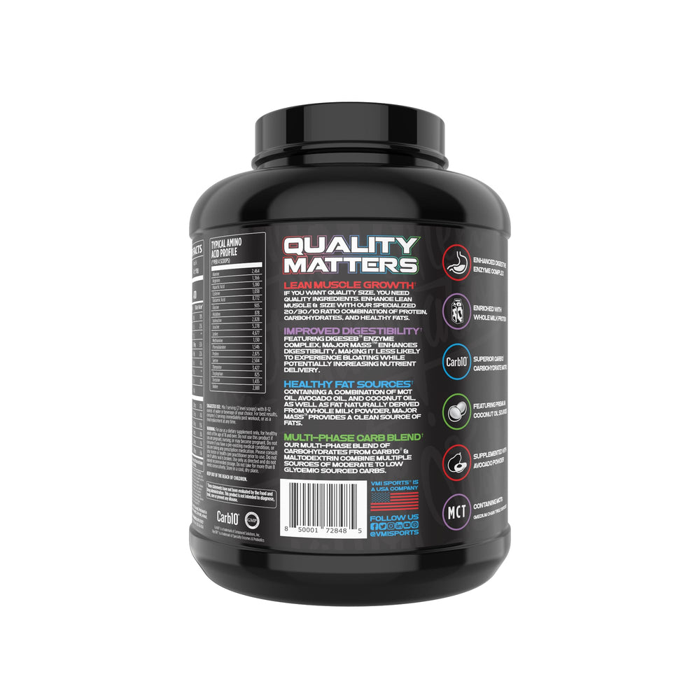 VMI Major Mass carb blend scoop demonstrates macro balance