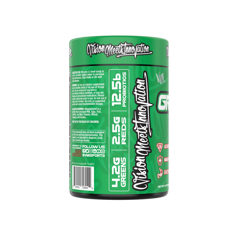VMI Sports Probiotics bottle highlighting 12.5B CFU for gut health.