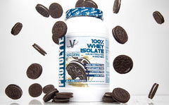 Close-up Milk and Cookies flavor conveys enjoyable protein shake.